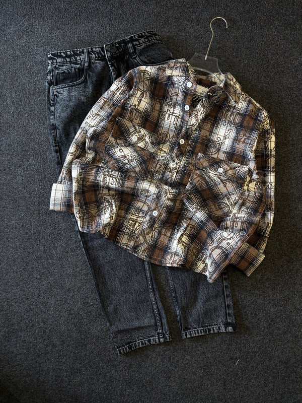 BAGGY CHECK SHIRT + MOMFIT
