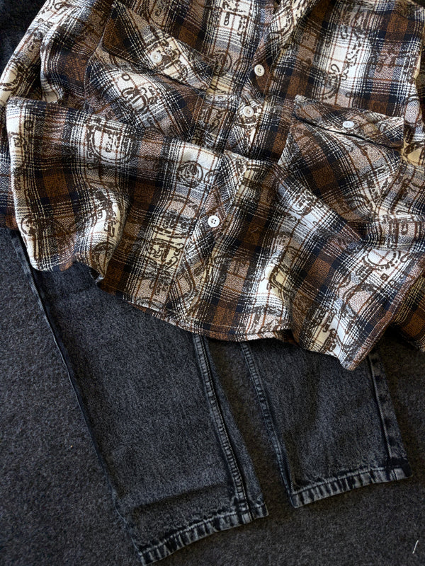 BAGGY CHECK SHIRT + MOMFIT