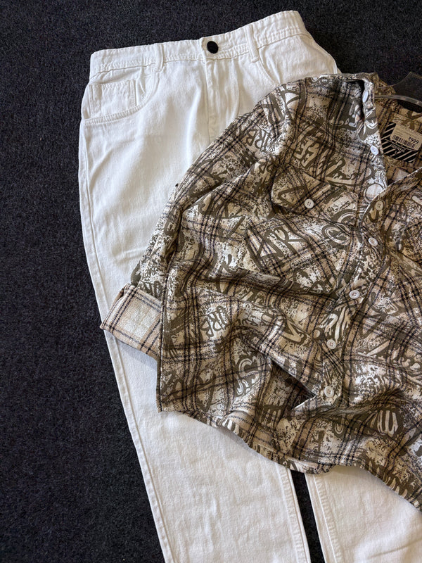 BAGGY CHECK SHIRT + MOMFIT