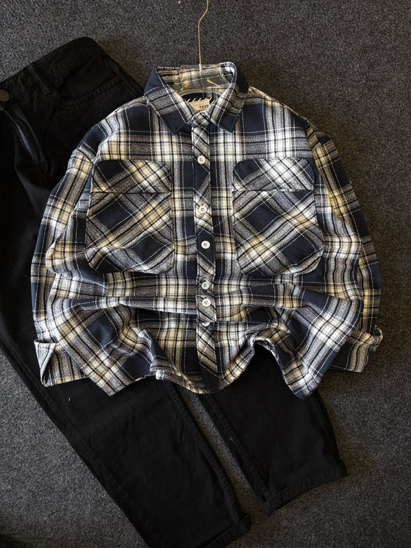 BAGGY CHECK SHIRT + MOMFIT