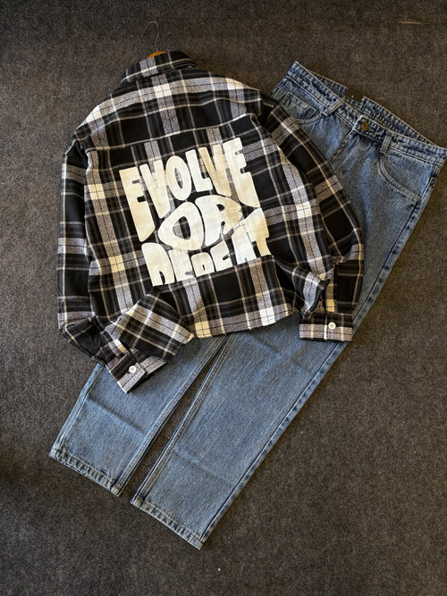BAGGY  CHEK SHIRT COMBO