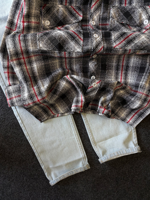BAGGY CHECK SHIRT + MOMFIT
