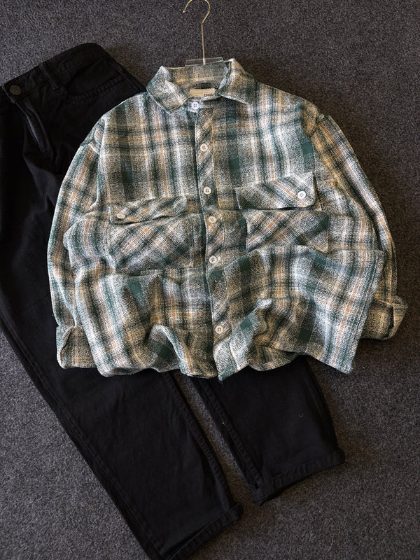 BAGGY CHECK SHIRT + MOMFIT
