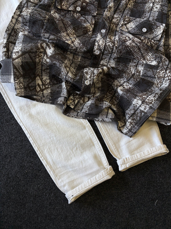 BAGGY CHECK SHIRT + MOMFIT