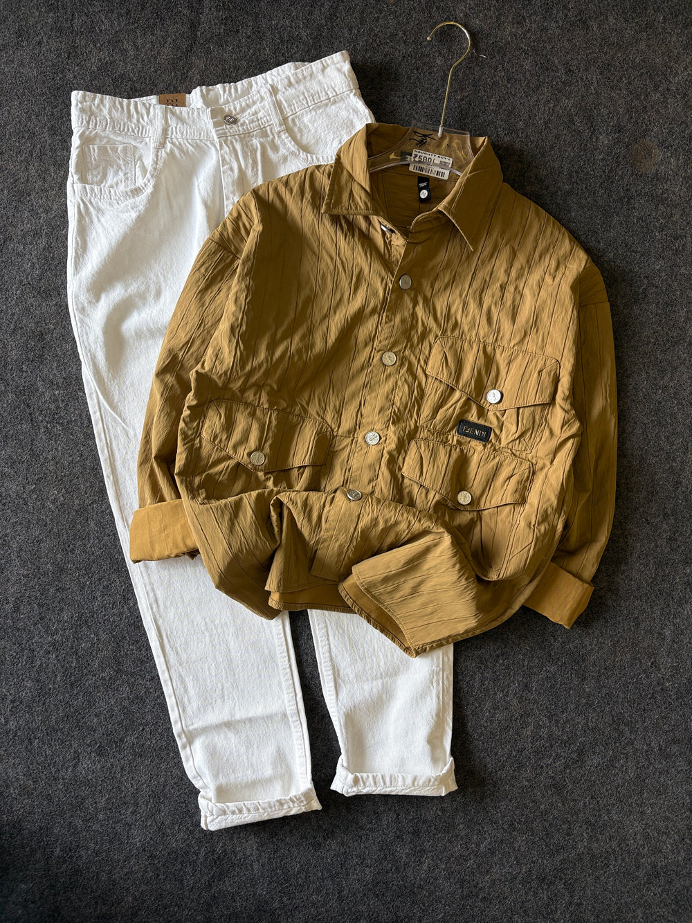 BAGGY PRINT SHIRT MOMFIT JEANS