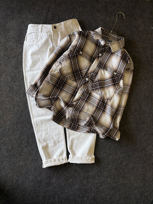 BAGGY CHEK SHIRT MOMFIT JEANS