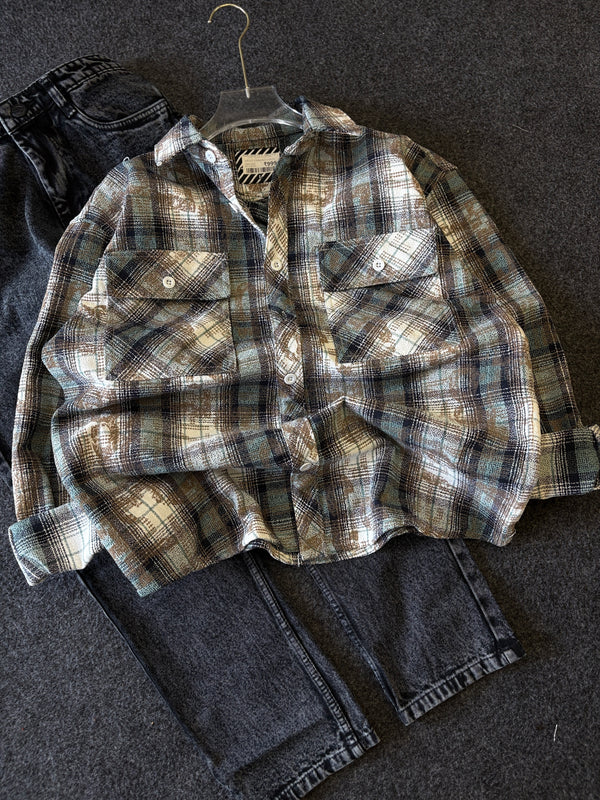 BAGGY CHECK SHIRT + MOMFIT