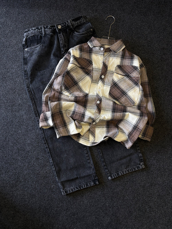 BAGGY CHECK SHIRT + STRAIGHT FIT