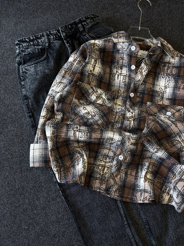 BAGGY CHECK SHIRT + MOMFIT