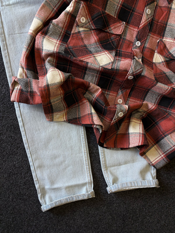 BAGGY CHECK SHIRT + MOMFIT